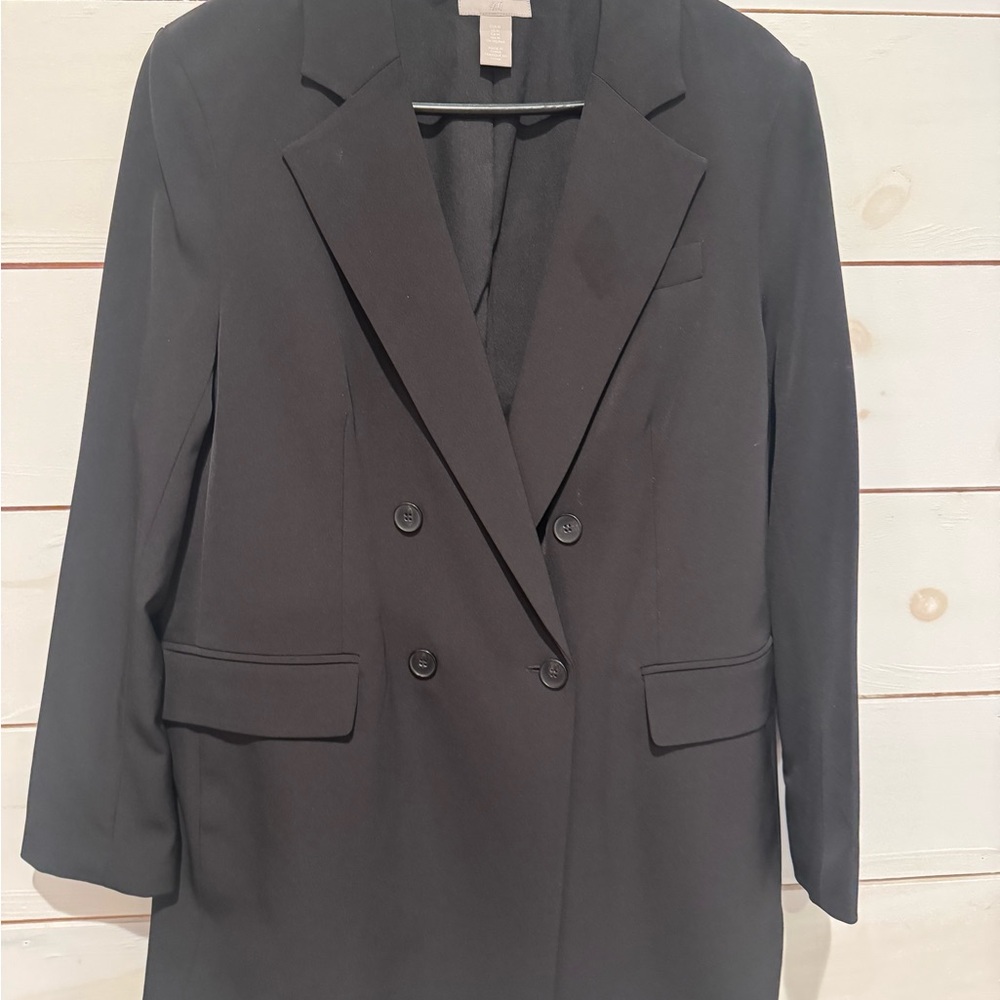 H&M Black Double-Breasted Blazer M